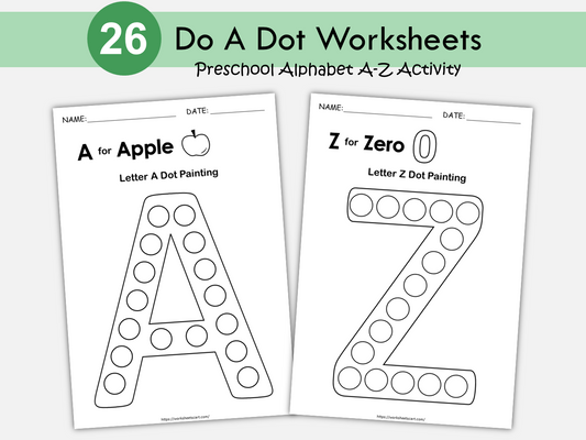 Do-A-Dot Alphabet Printable Worksheets, 26 Dab It Activity Sheets For Kids, Toddler Uppercase Dot Marker, Preschool Curriculum, Busy Book, WWF116