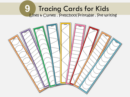 Tracing Cards Printable For Toddlers, Lines and Curves Tracing, Busy Binder, Tracing Lines, Preschool and Kindergarten Activity, WWF120