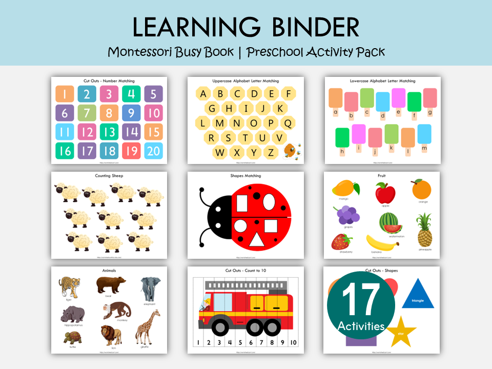 Toddler Learning Binder Printable PDF | Preschool Montessori Activities for Kids, WWF122