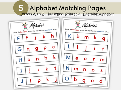 Alphabet Letter Matching Activity, Alphabet Worksheets, Preschool Printables, Letter Matching, Learning Alphabet, Toddlers, Montessori, WWF126