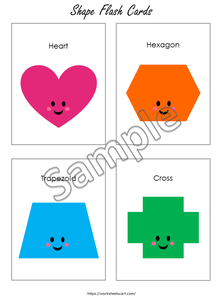 Shape Flashcards for Kindergarten, Preschool Printable, 2D Basic Shapes, Geometric Shapes Flash Cards, Educational, WWF127