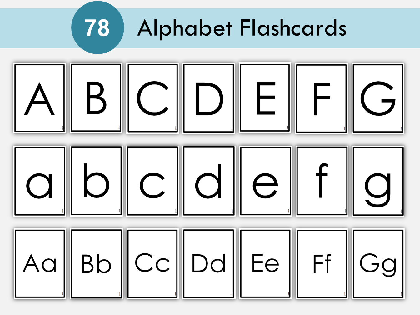 Alphabet Cards Printable for Preschool, Uppercase and Lowercase Black and White Letters Flash Cards, Kids, Toddlers Flashcards, Montessori, WWF128