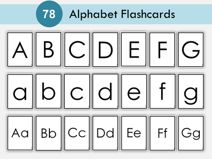 Alphabet Cards Printable for Preschool, Uppercase and Lowercase Black and White Letters Flash Cards, Kids, Toddlers Flashcards, Montessori, WWF128