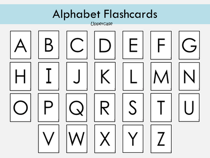 Alphabet Cards Printable for Preschool, Uppercase and Lowercase Black and White Letters Flash Cards, Kids, Toddlers Flashcards, Montessori, WWF128