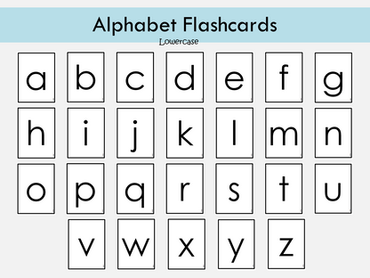 Alphabet Cards Printable for Preschool, Uppercase and Lowercase Black and White Letters Flash Cards, Kids, Toddlers Flashcards, Montessori, WWF128