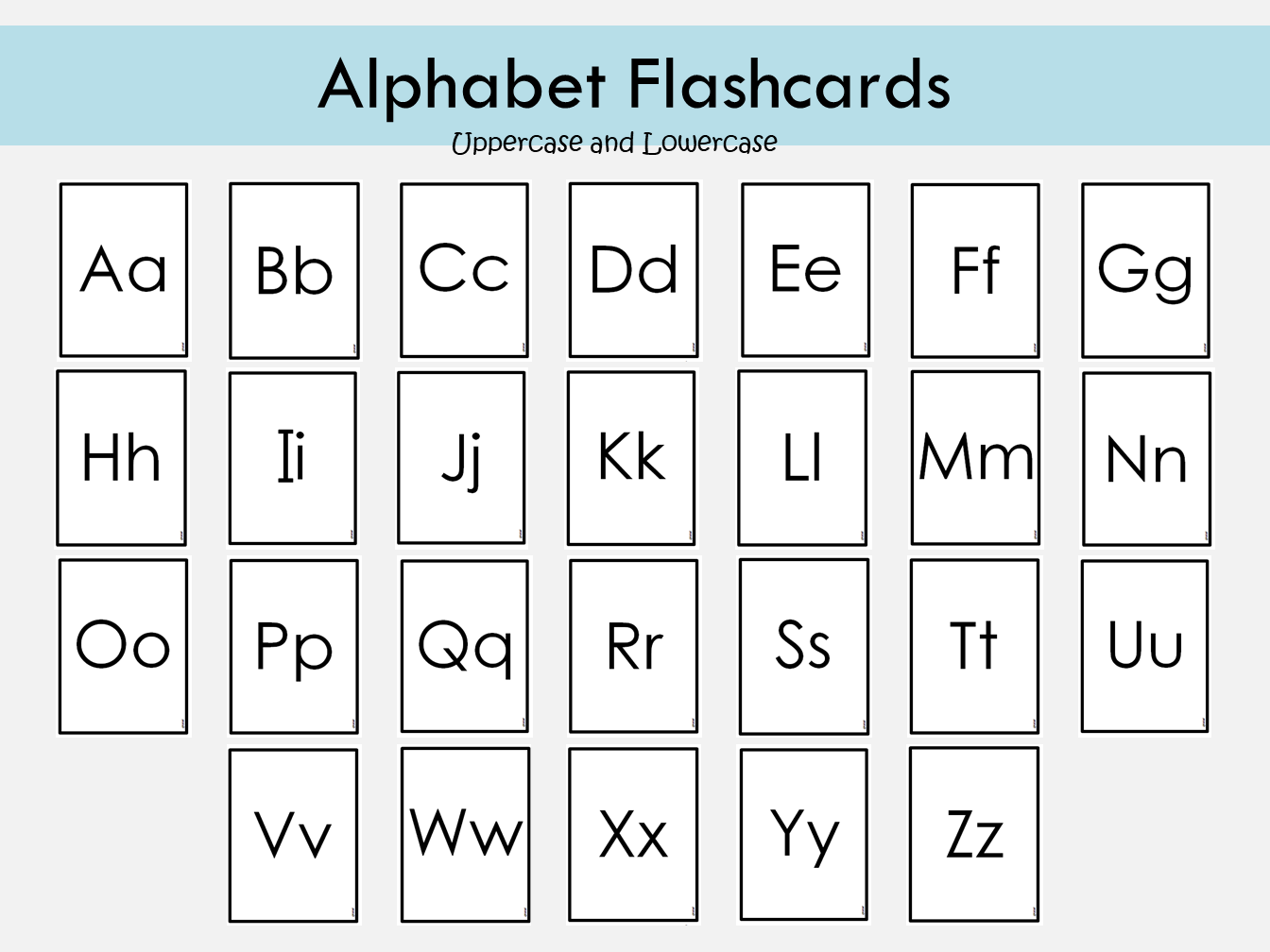 Alphabet Cards Printable for Preschool, Uppercase and Lowercase Black and White Letters Flash Cards, Kids, Toddlers Flashcards, Montessori, WWF128