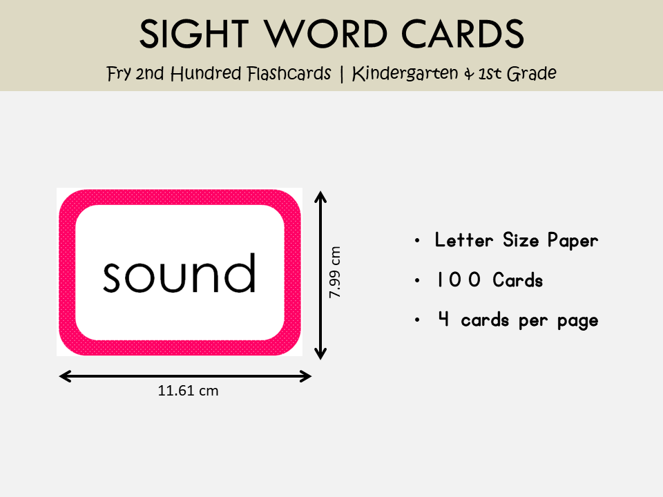 Fry Second Hundred Sight Words Flashcards Printable | 100 High Frequency Word Cards for Reading Practice, WWF133