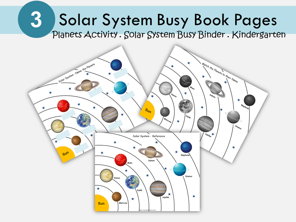 Solar System Busy Book Page, Planets Matching Worksheet for Toddlers, Space Learning Printable, Homeschool, Educational Resource, WWF141