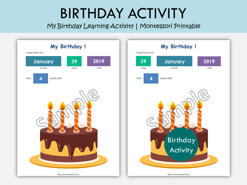 My Birthday Printable PDF, I Know My Age and Birthday Worksheet, Toddl ...