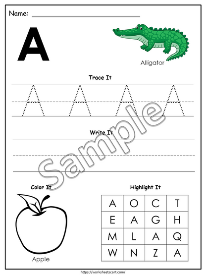 Alphabet and Number Worksheets, Preschool Learning, Kindergarten Tracing Printable, Toddler Montessori Activities, Digital Download, WWF173