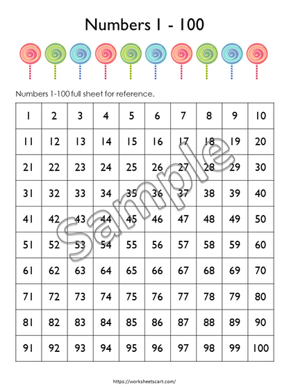 Missing Numbers 1-100, Missing Number Hundred Chart, Numbers 1 to 100 Worksheets Printable, Preschool, Kindergarten Math, Instant Download, WWF185