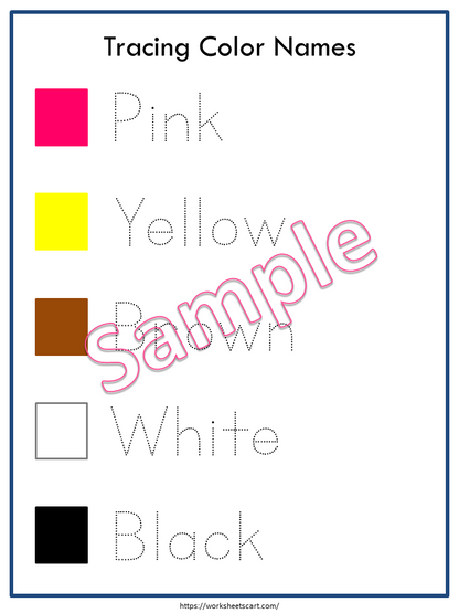 Color Tracing Worksheet, Kindergarten Worksheets, Spellings, Learn to Read and Write Color Names, Toddlers Sight Words, Homeschool Printable, WWF189