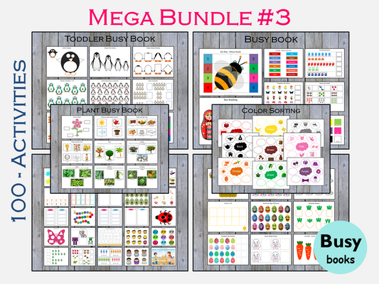 Busy Book Toddler, Printables, Preschool Busy Book, Bundle 3, 100 Activity Pages, Busy Binder, Kindergarten, Learning Binder, Homeschool, WWF191