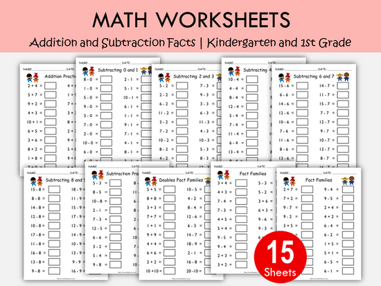 Addition and Subtraction Facts Worksheets Printable | Numbers up to 10 ...