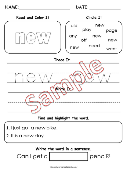Fry Second Hundred Sight Word Worksheets Printable PDF for Kids, WWF211
