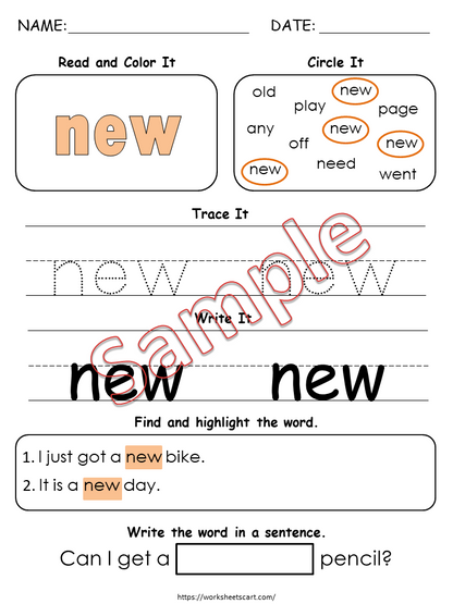 Fry Second Hundred Sight Word Worksheets Printable PDF for Kids, WWF211