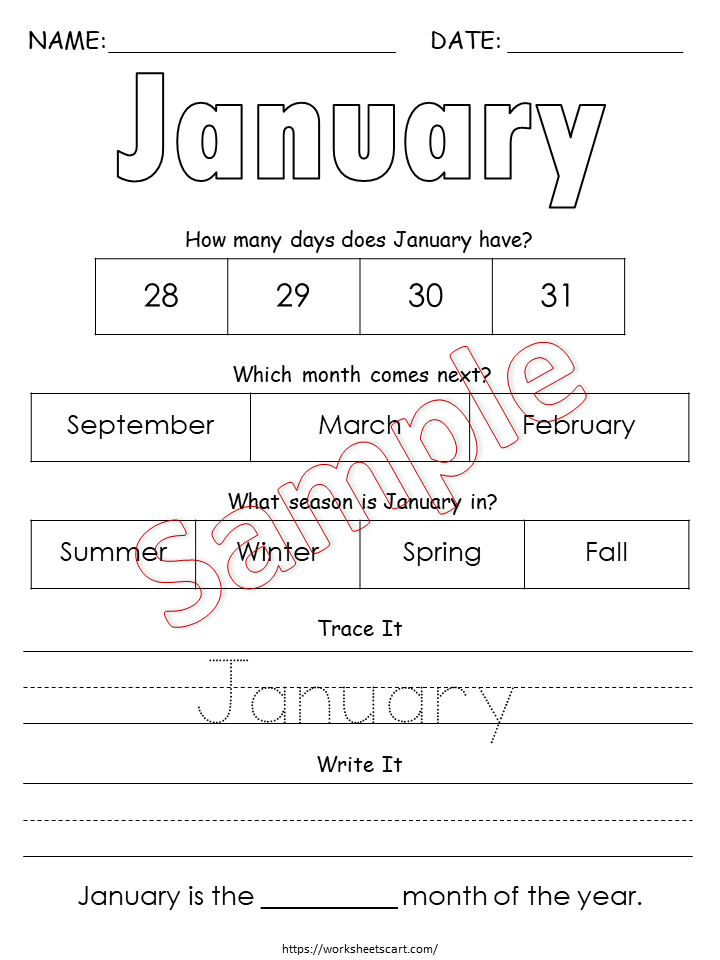 Months of the Year Worksheets Printable — Trace, Write, Seasons, Days & Monthly Order Activities for Kids, WWF215
