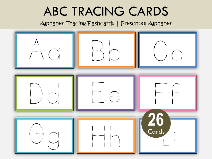 Alphabet Tracing Flashcards Printable | Uppercase & Lowercase ABC Card ...