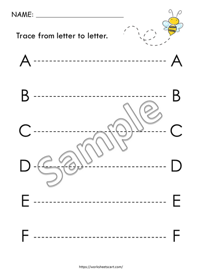 Tracing Worksheets, Preschool Printable, Tracing Letter to Letter, Alphabet Worksheets, Trace the Lines, Pre Handwriting Practice, WWF231