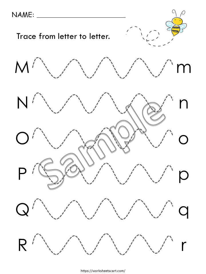 Tracing Worksheets, Preschool Printable, Tracing Letter to Letter, Alphabet Worksheets, Trace the Lines, Pre Handwriting Practice, WWF231