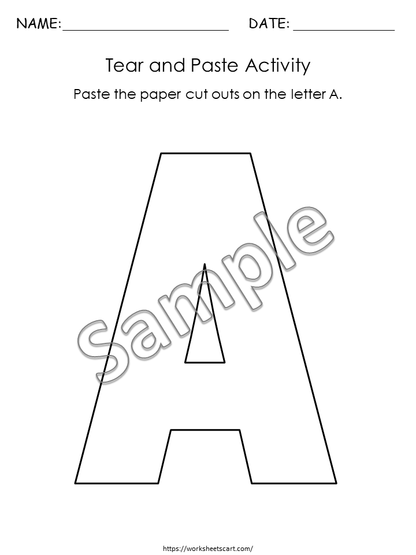 Preschool Alphabet Activity, PreK Letter Worksheets, Kindergarten Worksheets, 26 Tear and Paste Activities, Uppercase Letters Recognition, WWF232