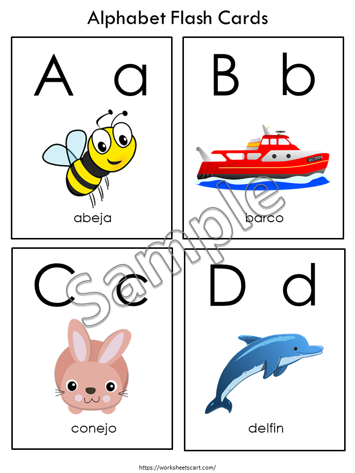 Spanish Alphabet Flashcards Printable, Spanish Alphabet Picture Flash Cards For Toddlers, Preschooler, Abecedario For Montessori, WWF234