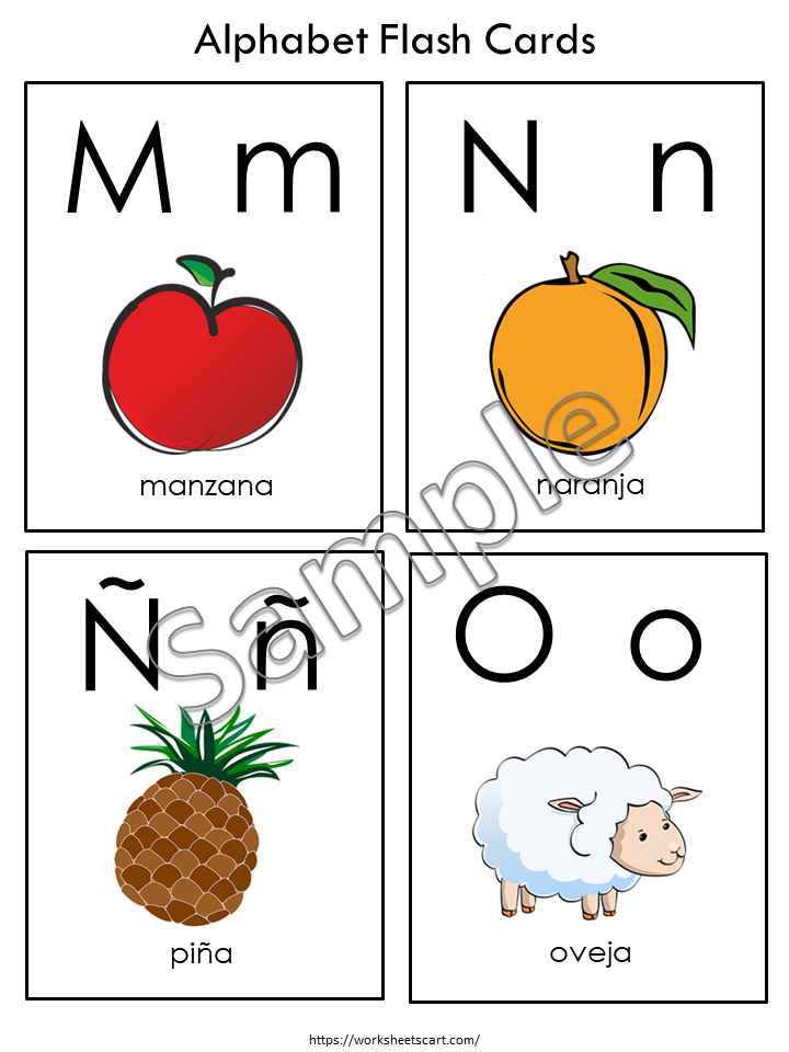 Spanish Alphabet Flashcards Printable, Spanish Alphabet Picture Flash Cards For Toddlers, Preschooler, Abecedario For Montessori, WWF234