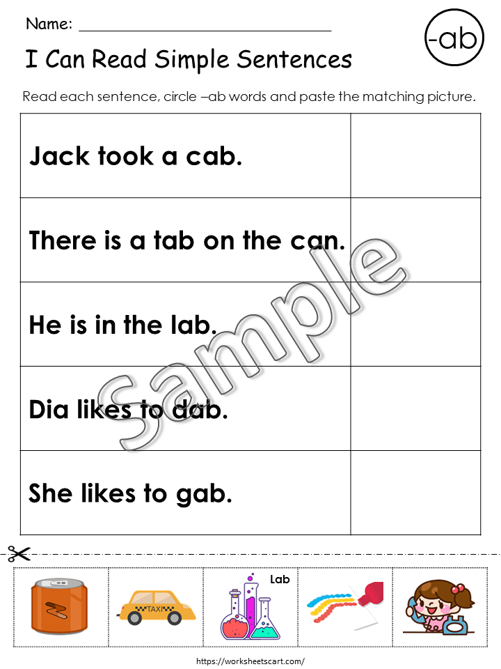 CVC Words, CVC Sentences Worksheets, Reading Simple CVC Sentences, Phonics Book, Kindergarten Activity, First Grade Resources, Homeschool, WWF241