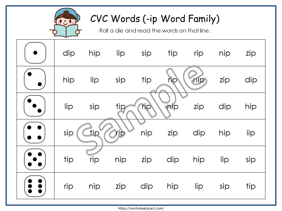 CVC Worksheets, CVC Words, CVC Phonics Activity Book for Kids, Learn to Read, Kindergarten Reading, Word Families, Roll & Read, Grade 1, WWF243