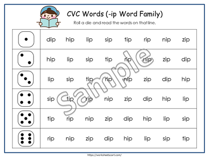 CVC Worksheets, CVC Words, CVC Phonics Activity Book for Kids, Learn to Read, Kindergarten Reading, Word Families, Roll & Read, Grade 1, WWF243