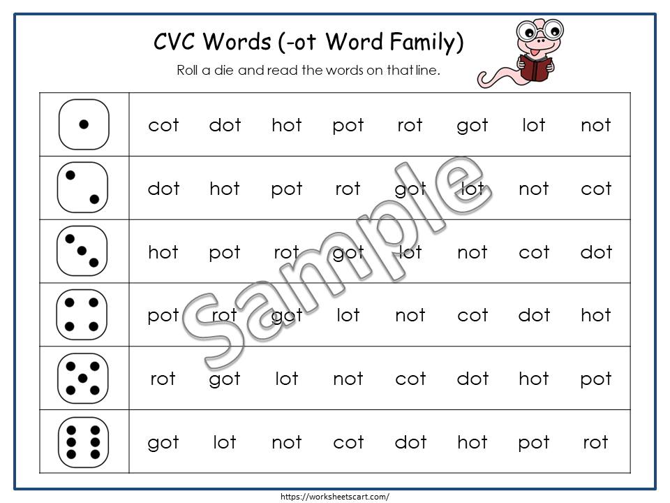 CVC Worksheets, CVC Words, CVC Phonics Activity Book for Kids, Learn to Read, Kindergarten Reading, Word Families, Roll & Read, Grade 1, WWF243