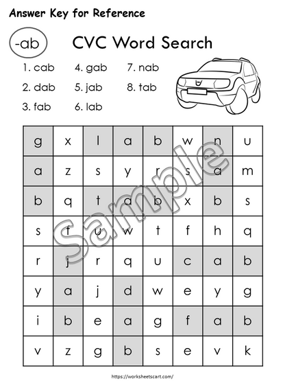 CVC Words Phonics Worksheets, CVC Words Search, CVC Words Family, 3 Letters Word Reading, Kindergarten Phonics, Instant Download, WWF246