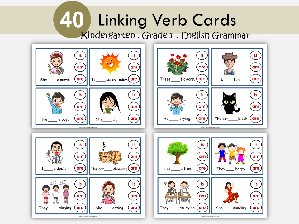 Verb To Be (is, am, are), Choose the Correct Verb Clip Cards, Being Verbs, Kindergarten Reading Sentences, Toddlers Printable Worksheets, WWF247