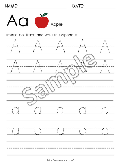 26 Printable Alphabet Worksheets, Upper Case and Lower Case Tracing, Preschool Worksheets, ABC Trace Worksheet, A to Z Letter Practice Pages, WWF251