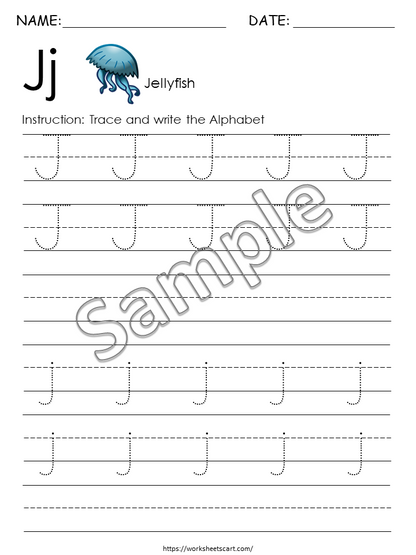 26 Printable Alphabet Worksheets, Upper Case and Lower Case Tracing, Preschool Worksheets, ABC Trace Worksheet, A to Z Letter Practice Pages, WWF251