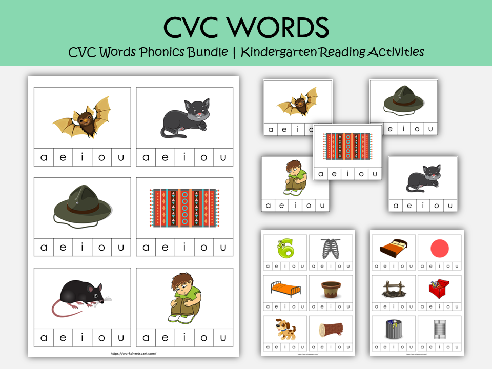 CVC Words Phonics Bundle Printable | 110 Kindergarten Reading Activities, Short Vowel Worksheets & Word Family Games, WWF256