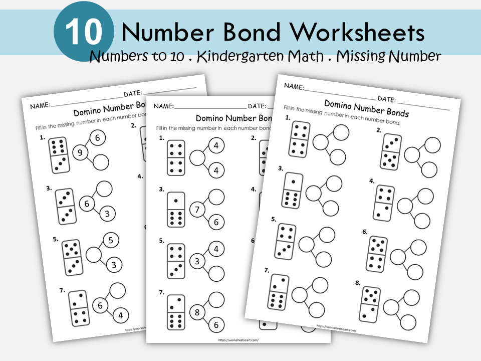 Numbers 1-10 Worksheets, Number Bonds Printable, Domino Number Bond, Math Activities, Kindergarten Math, Grade 1, Teacher Resource, WWF261