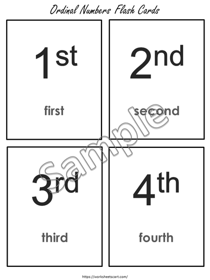 Ordinal Numbers, Numbers 1-50 Flashcards, Number Flash Card Printable, Learning Numbers, Positional Words, Kindergarten, Homeschool, WWF264