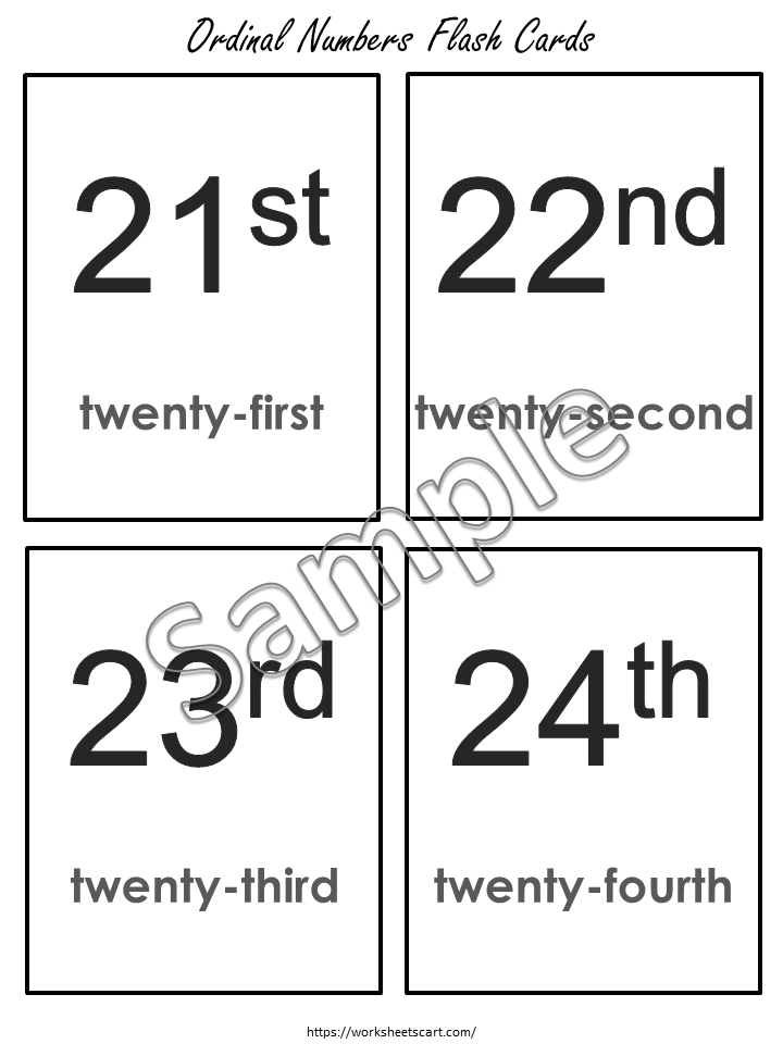 Ordinal Numbers, Numbers 1-50 Flashcards, Number Flash Card Printable, Learning Numbers, Positional Words, Kindergarten, Homeschool, WWF264