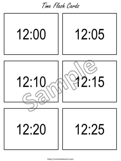 Telling Time to the Hour, Half Hour, Minutes Flashcards, Math Activity, Kindergarten, First Grade, Learn to Tell The Time, Homeschool, WWF265