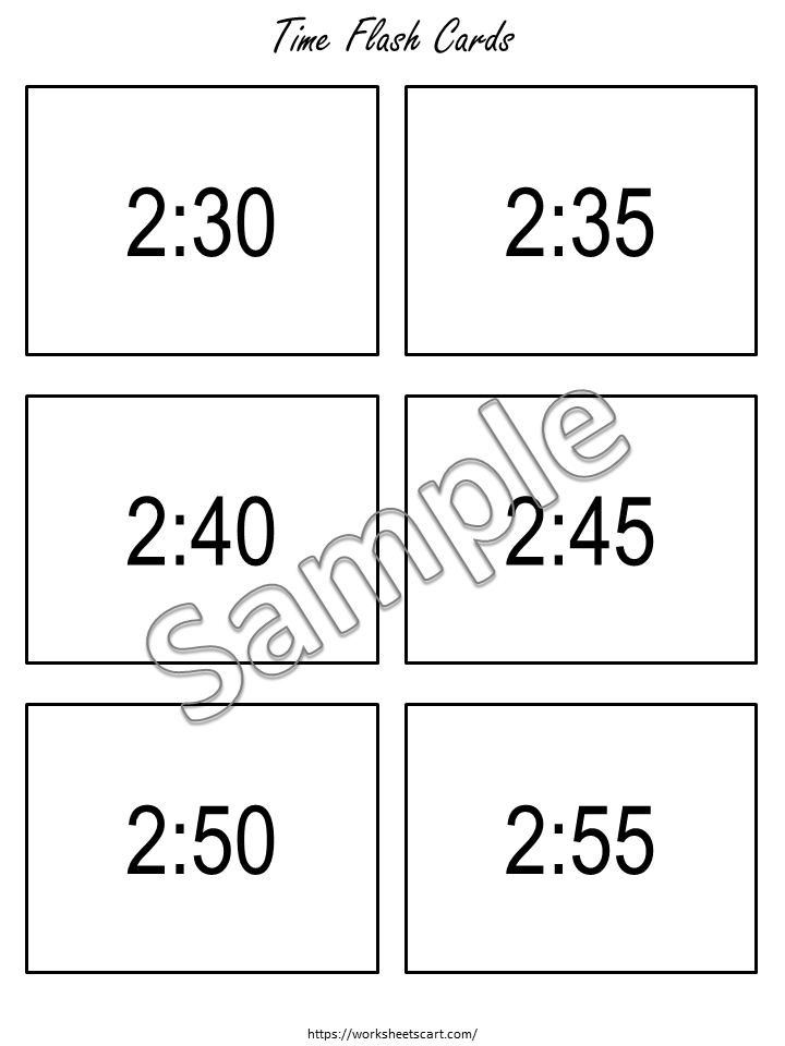 Telling Time to the Hour, Half Hour, Minutes Flashcards, Math Activity, Kindergarten, First Grade, Learn to Tell The Time, Homeschool, WWF265