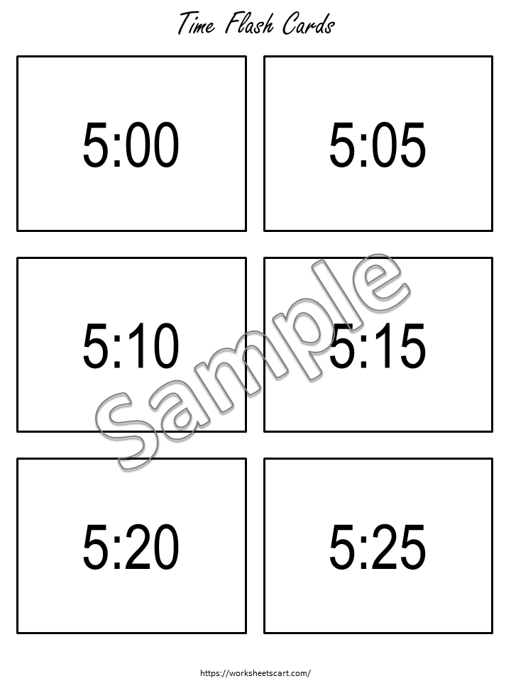 Telling Time to the Hour, Half Hour, Minutes Flashcards, Math Activity, Kindergarten, First Grade, Learn to Tell The Time, Homeschool, WWF265