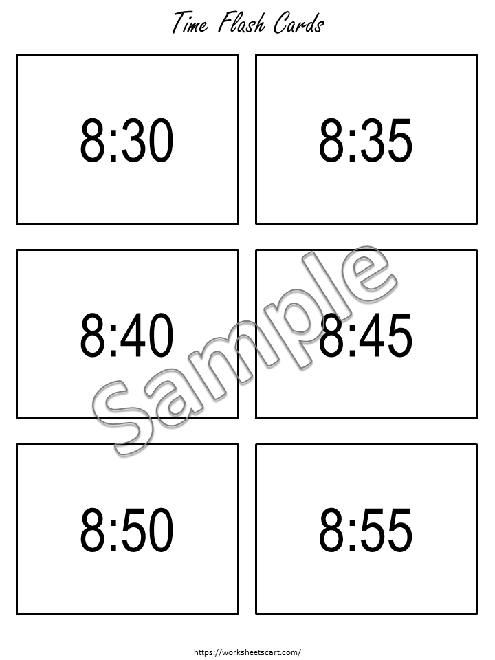 Telling Time to the Hour, Half Hour, Minutes Flashcards, Math Activity, Kindergarten, First Grade, Learn to Tell The Time, Homeschool, WWF265