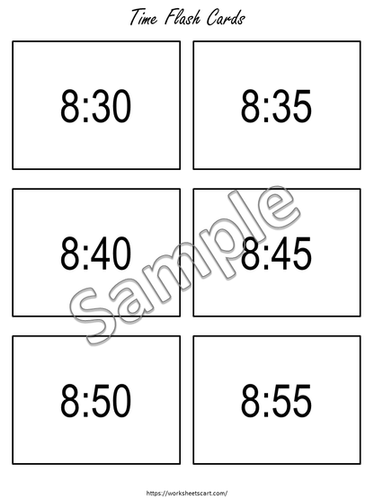 Telling Time to the Hour, Half Hour, Minutes Flashcards, Math Activity, Kindergarten, First Grade, Learn to Tell The Time, Homeschool, WWF265