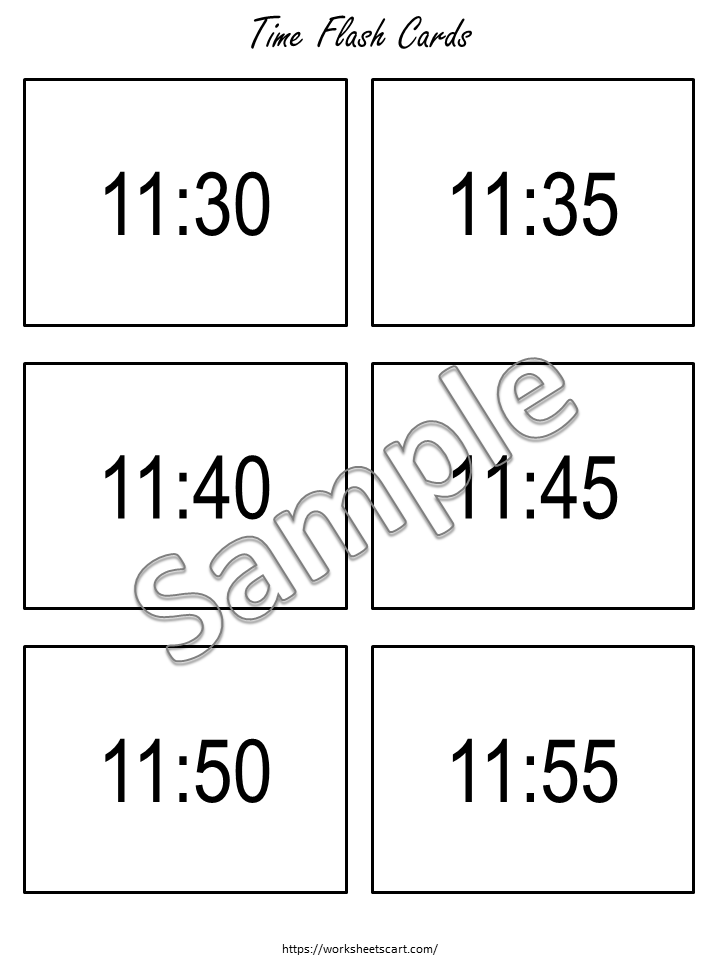 Telling Time to the Hour, Half Hour, Minutes Flashcards, Math Activity, Kindergarten, First Grade, Learn to Tell The Time, Homeschool, WWF265