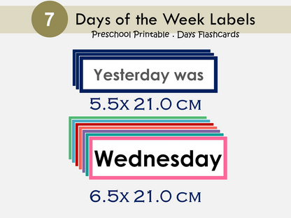 Days of the Week Labels, Days of the Week Printable, Days of the Week Flashcards, Bulletin Board, Montessori, Kindergarten, Preschool, WWF271