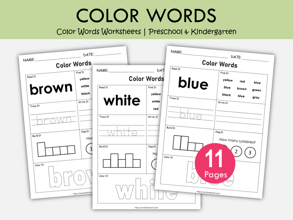 Color Words Printable, Color Word Worksheets, Color Words Activities ...