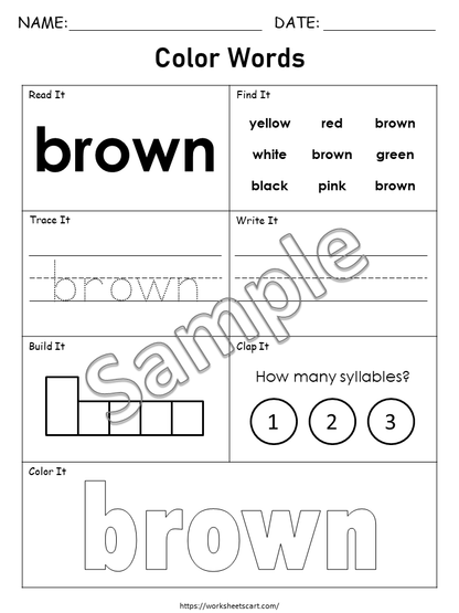 Color Words Printable, Color Word Worksheets, Color Words Activities, Learning Colors, Toddler Activity, Kindergarten, Montessori Homeschool, WWF277