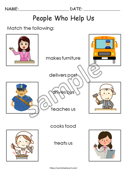 Community Helpers Worksheets, Community Workers, Occupations, Kindergarten Curriculum, Grade 1 Learning Folder, Homeschooling, WWF278