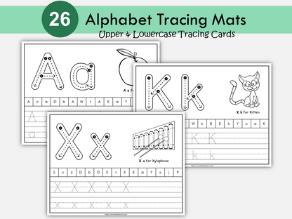 Alphabet Tracing Worksheets, Alphabet Tracing Cards, ABC Book, Alphabet Writing, Letter of the Day, Preschool Curriculum, PreK, Educational, WWF281